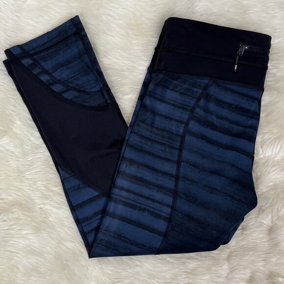 Lululemon Run Crop II Full-On Luxtreme (Mesh) Good Vibes Deep Navy Black Size 4 - Picture 9 of 11